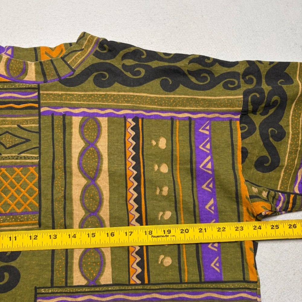 Staff T-Shirt Mens XL Green Vintage 80s Abstract Tribal Geometric Print Cotton - Picture 7 of 9